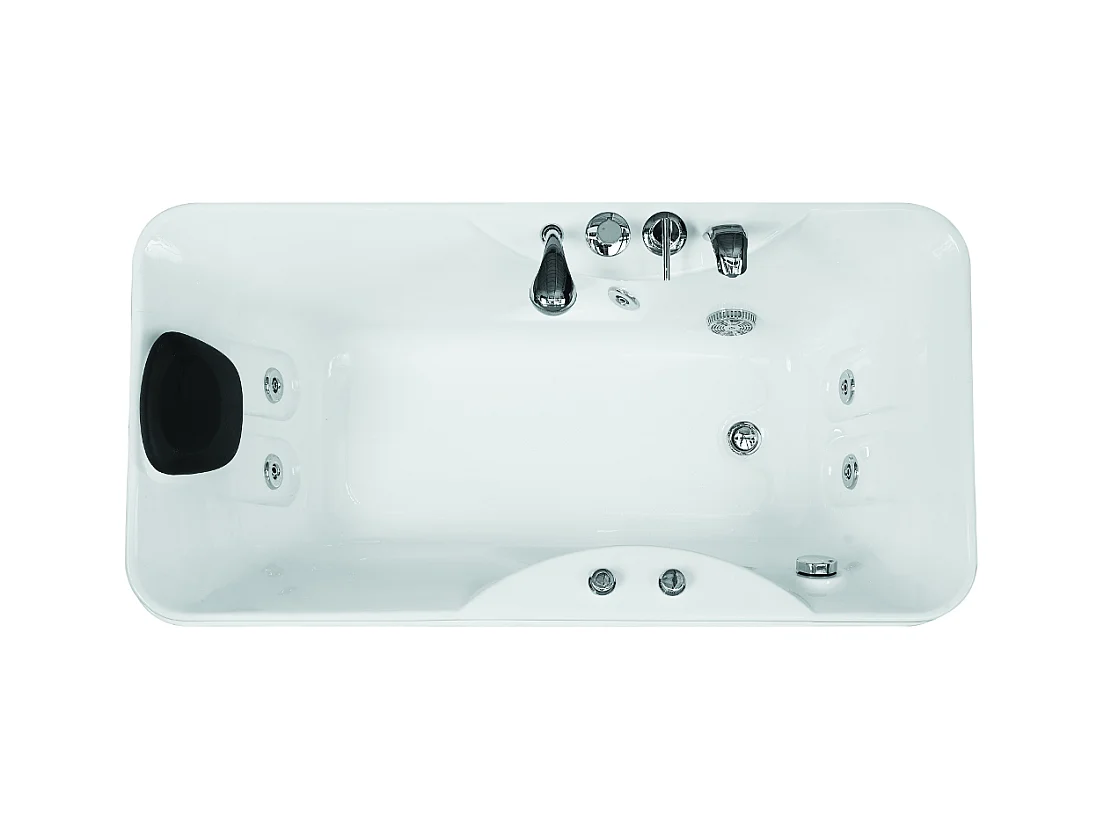 Baignoire balnéo blanche - 1 place - 140L - 150 x 75 x 54,5 cm - Angle droit - GAVINO