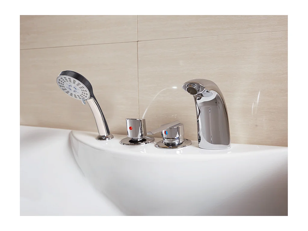 Baignoire balnéo blanche - 1 place - 140L - 150 x 75 x 54,5 cm - Angle droit - GAVINO