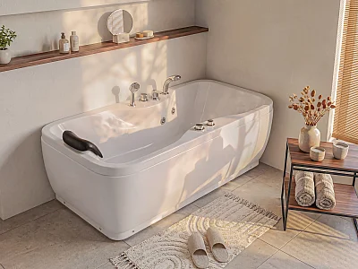 Hvitt boblebad - 1 plass - 140L - 150 x 75 x 54,5 cm - Høyre hjørne - GAVINO