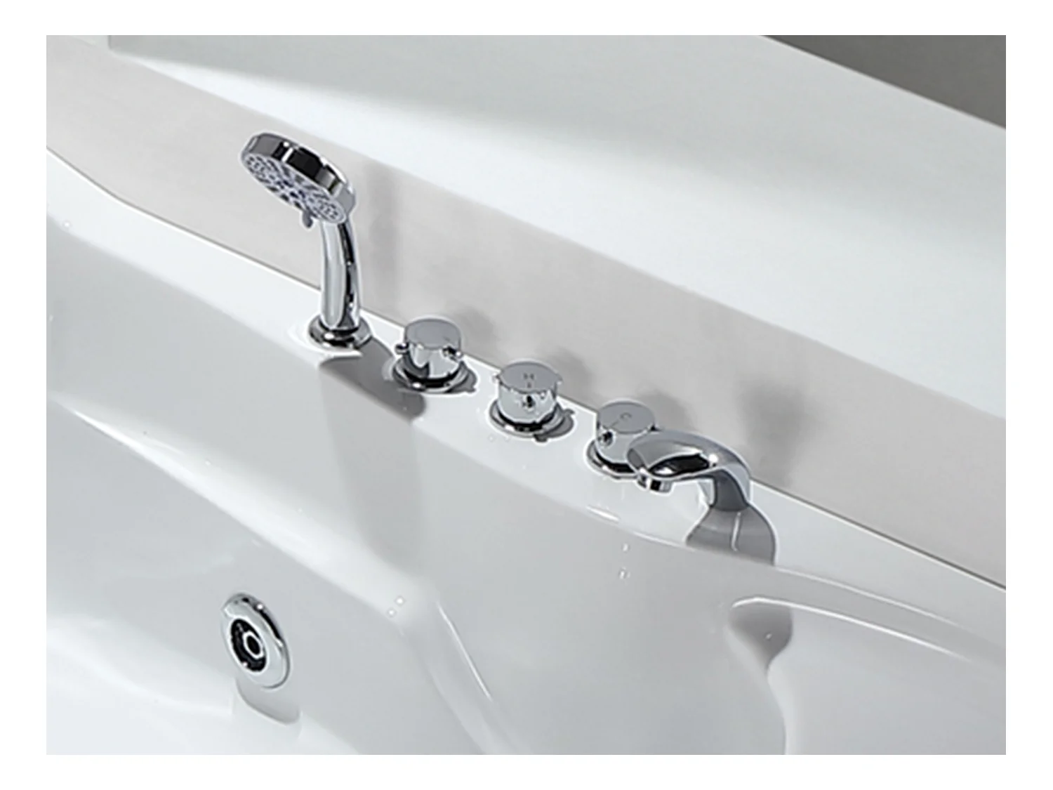 Whirlpool Badewanne - 2 Personen - 385 L - 181 x 121 x 65 cm - Ecke Links - Weiß - RAFINA