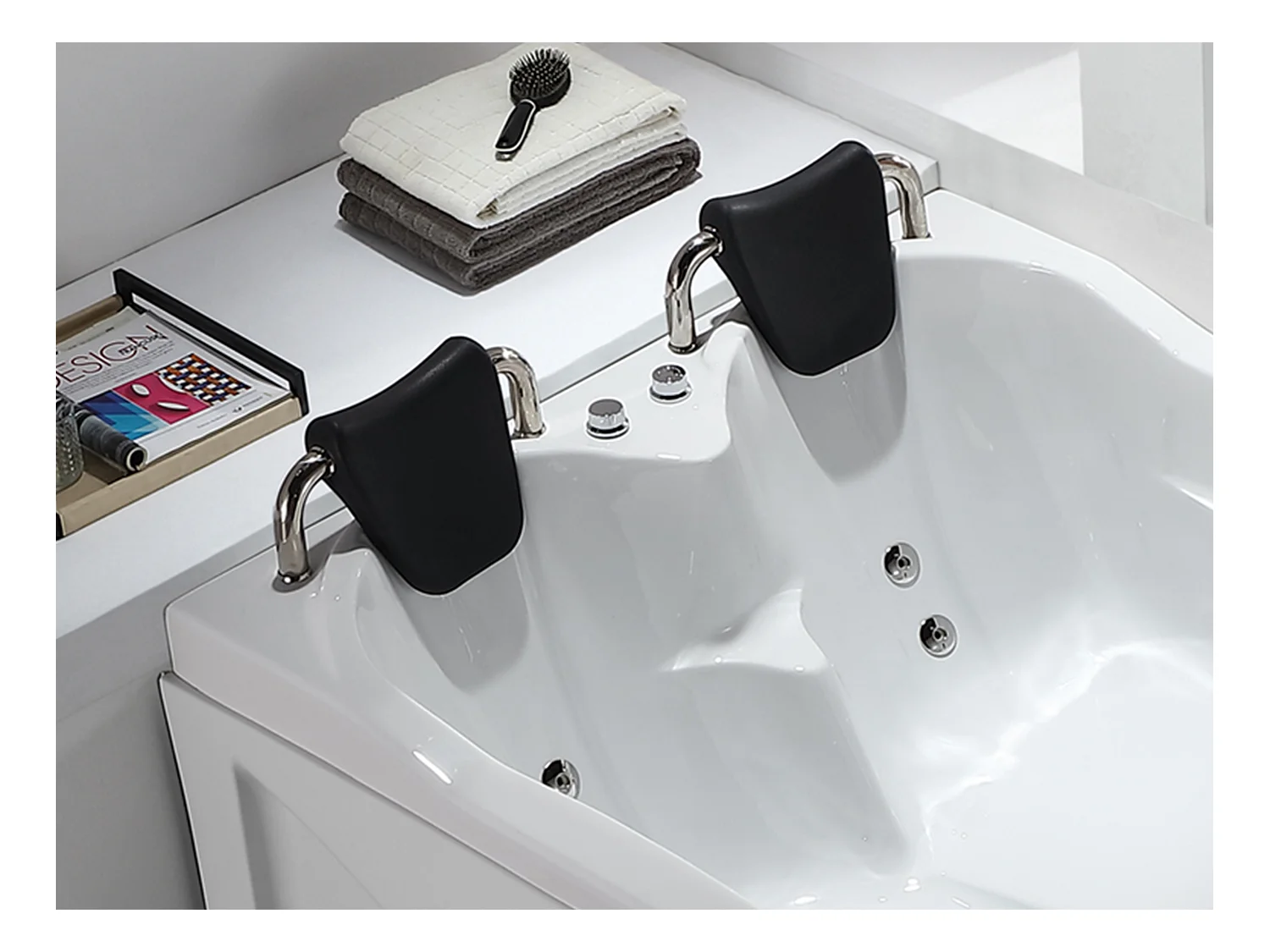 Whirlpool Badewanne - 2 Personen - 385 L - 181 x 121 x 65 cm - Ecke Links - Weiß - RAFINA