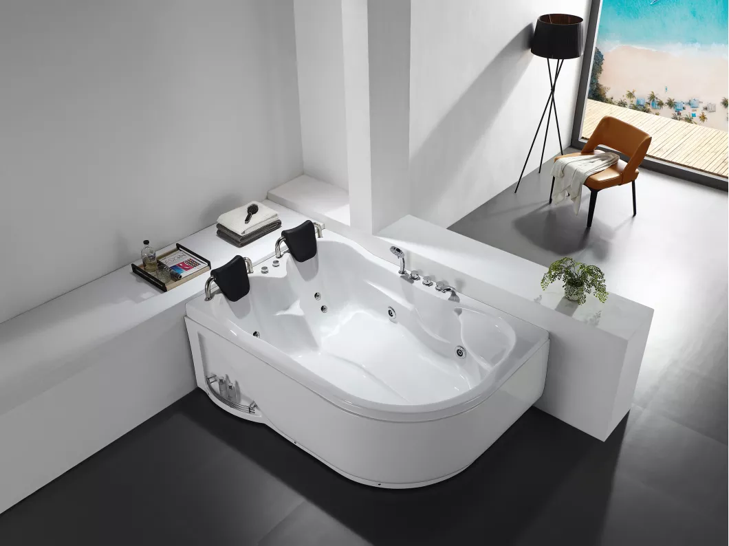 Kauf Unique Whirlpool Badewanne - 2 Personen - 385 L - 181 x 121 x 65 cm - Ecke Links - Weiß - RAFINA