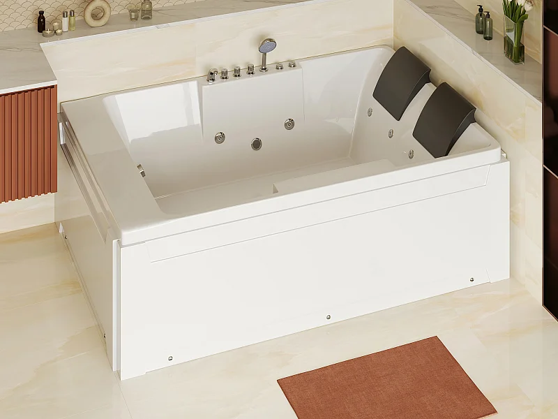 Baignoire balnéo - 2 places - 515 L - 182 x 122 x 62 cm - Angle droit - THALASSA