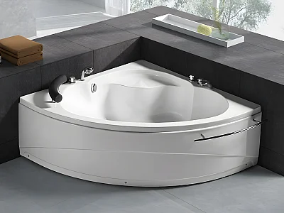 Eckbadewanne mit Armatur 135 x 135 x 54 cm 263 L NAVONA