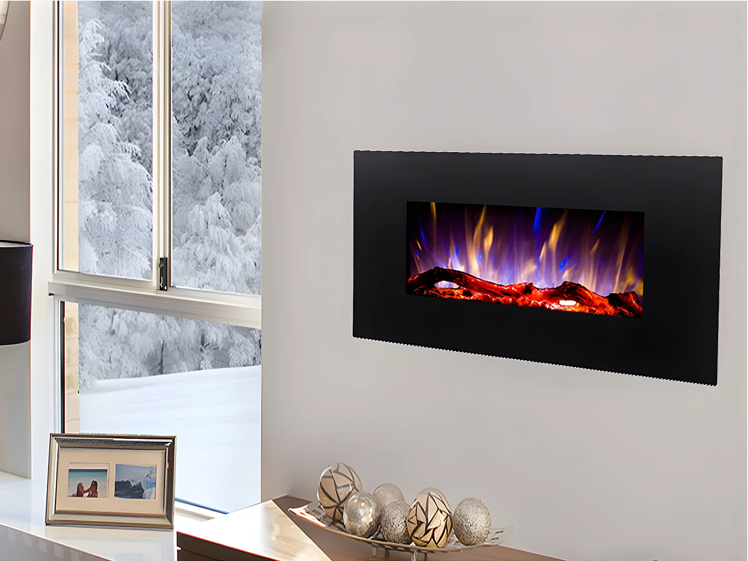 LED-Elektrokamin Wandkamin - Schwarz - CHANDELA