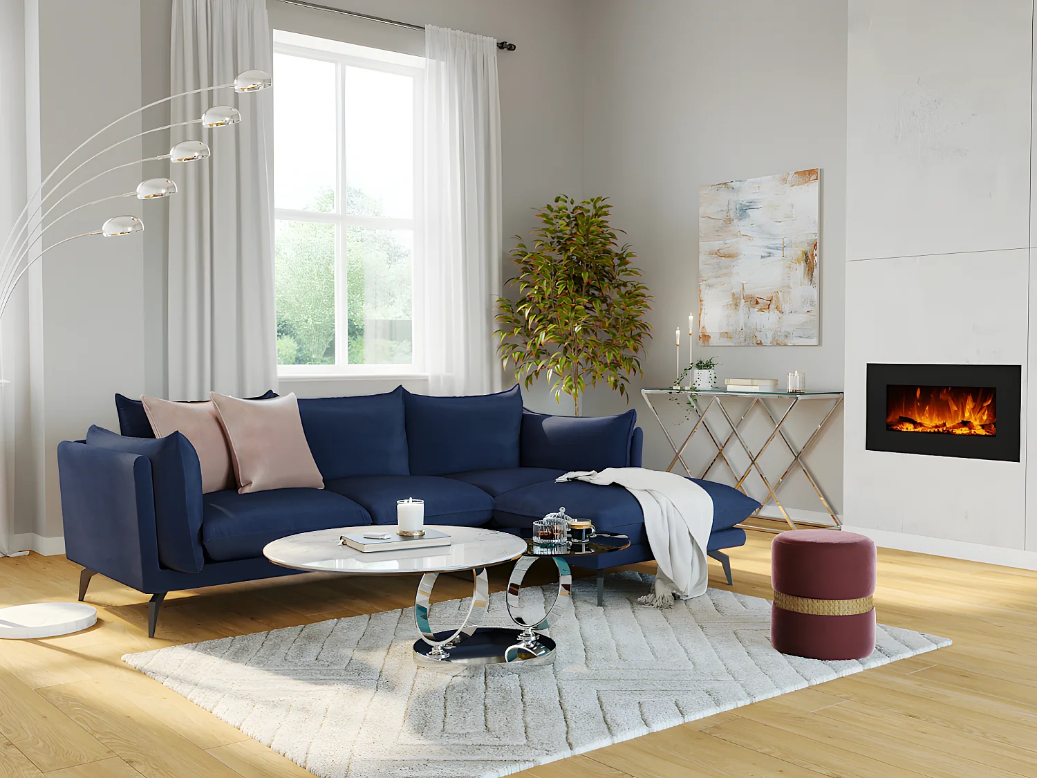 Chimenea eléctrica CHANDELA - Largo 84 x Ancho 14 x Alto 45 cm - Negra