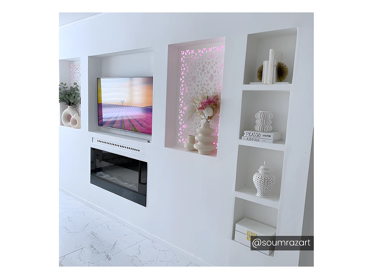 Chimenea eléctrica CHANDELA - Largo 84 x Ancho 14 x Alto 45 cm - Negra