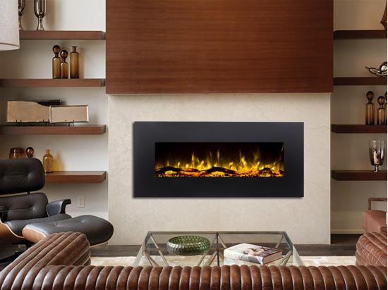 vente unique Cheminée électrique murale LALITA - L110 x P14 x H49 cm - Noire