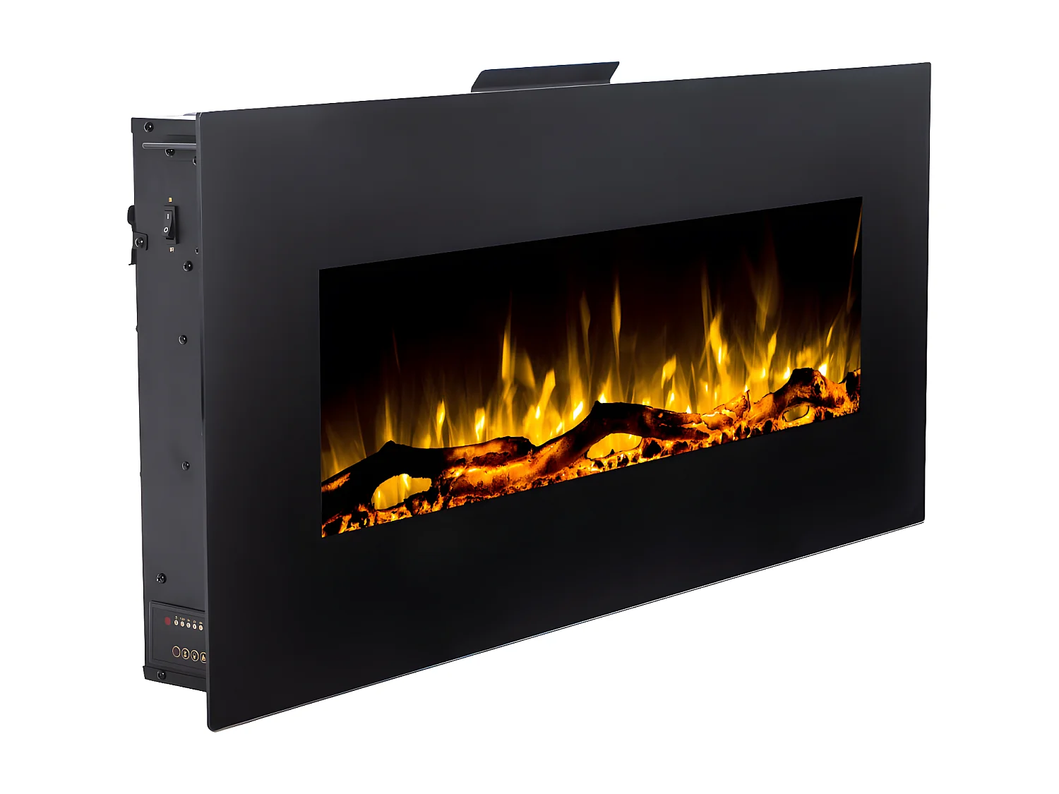 Cheminée électrique murale LALITA - L110 x P14 x H49 cm - Noire