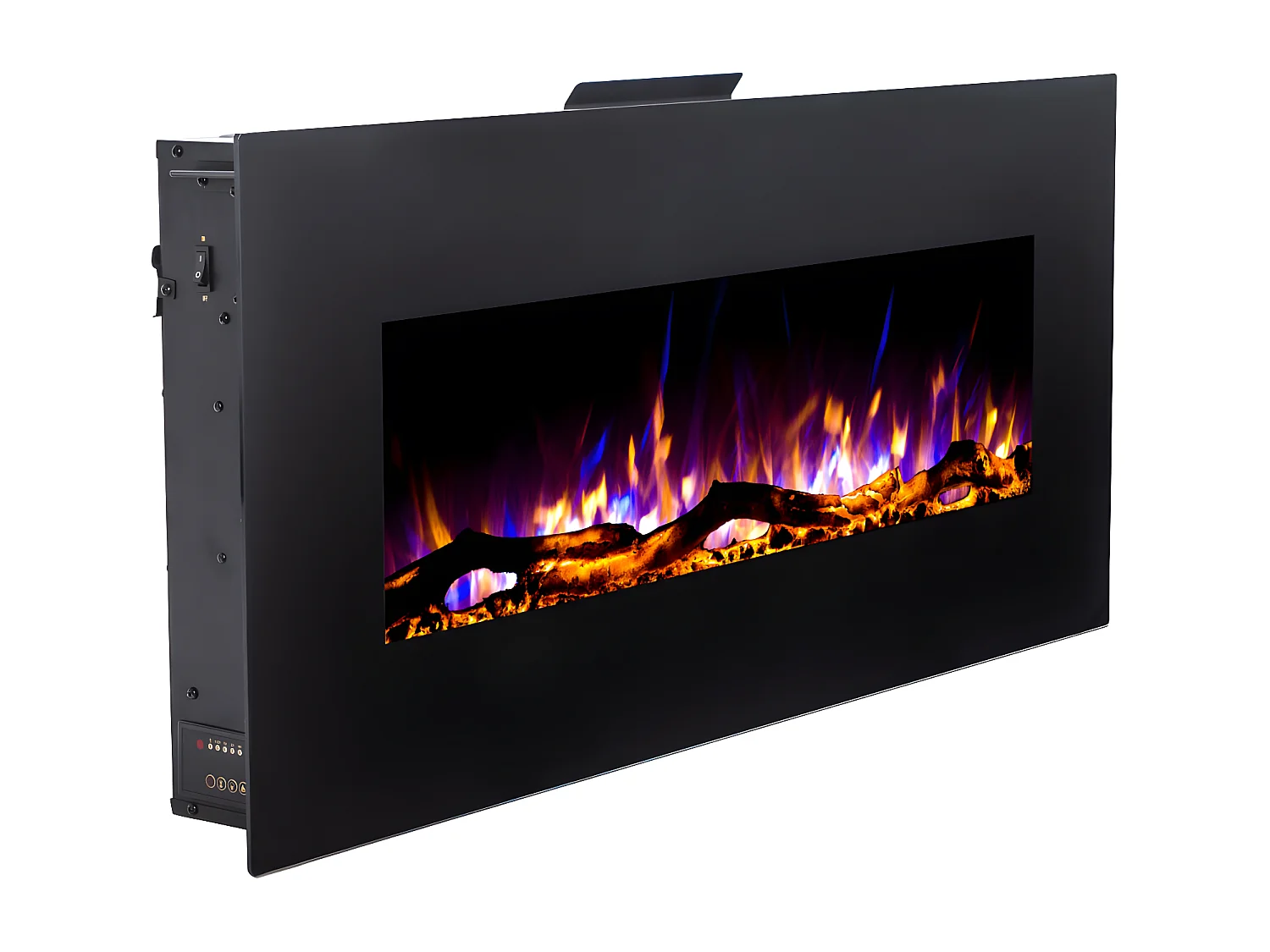 Cheminée électrique murale LALITA - L110 x P14 x H49 cm - Noire