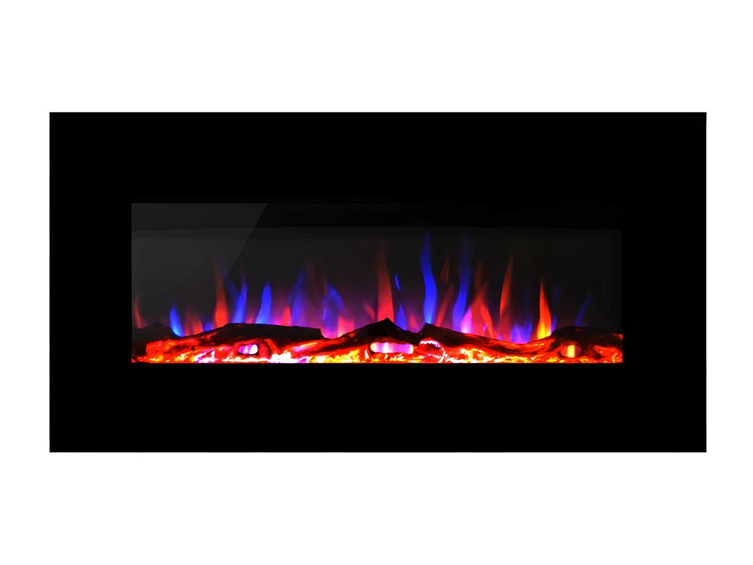 Cheminée électrique murale LALITA - L110 x P14 x H49 cm - Noire