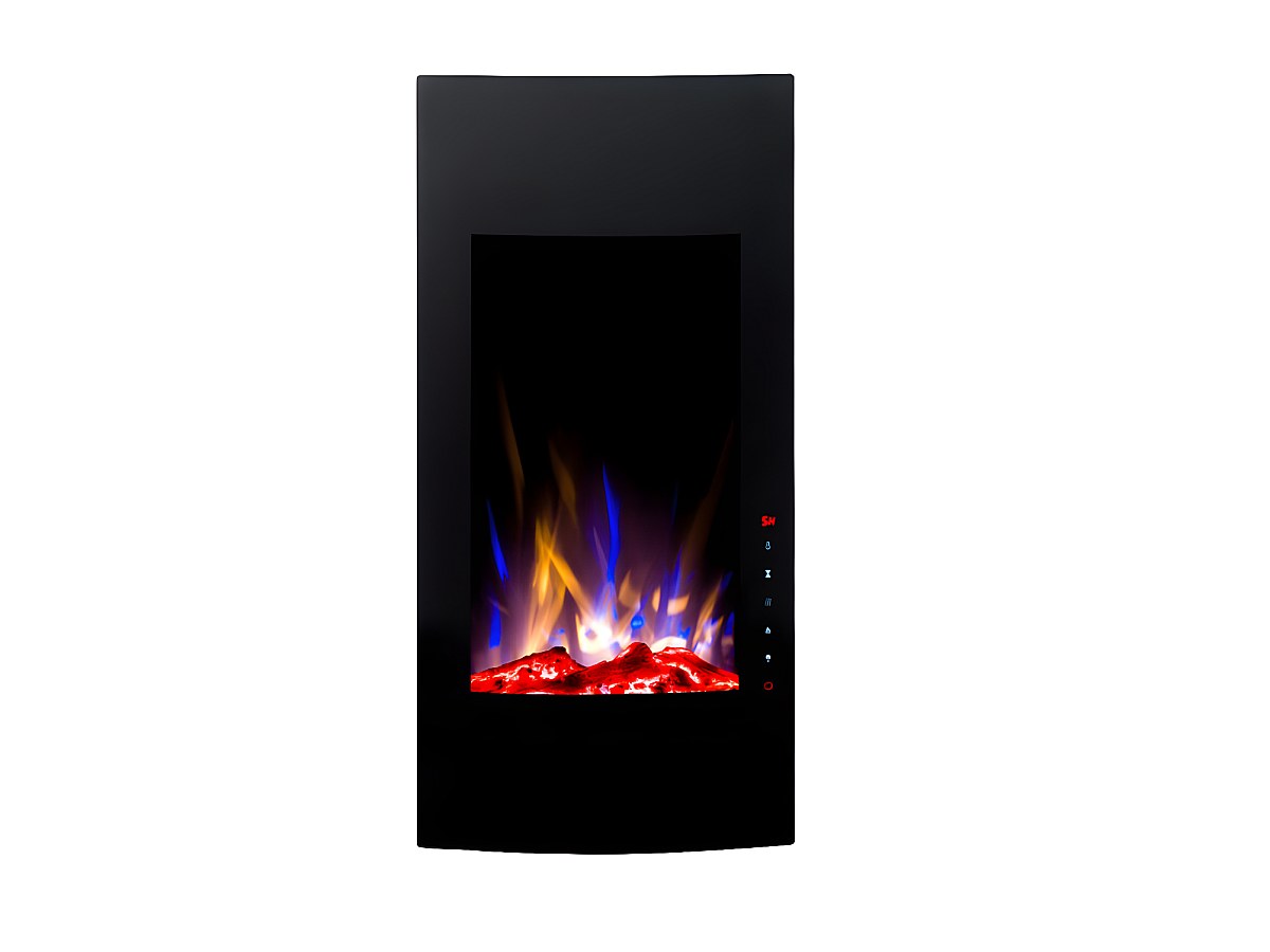 Chimenea eléctrica curva VULCANO L.41xAn.13xAlt.81cm Negra