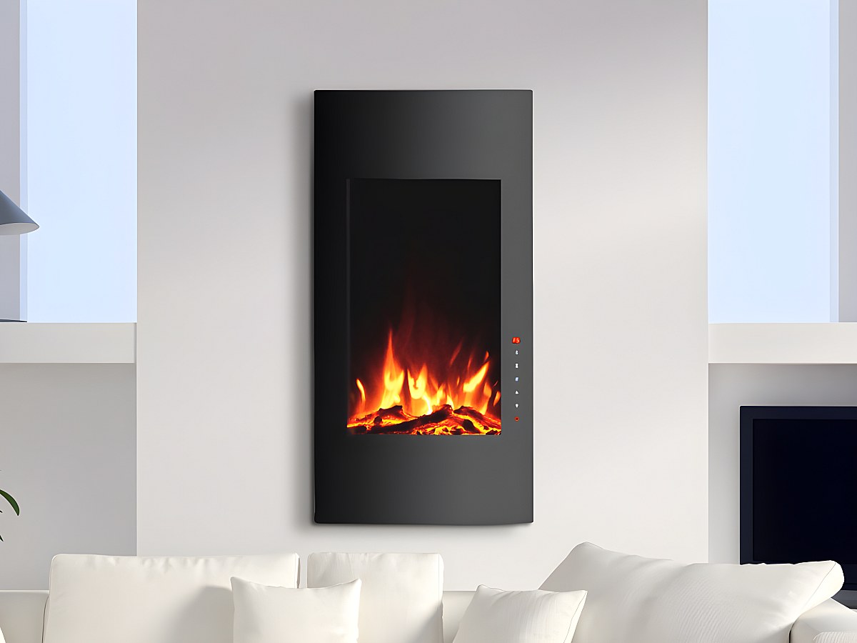 Chimenea eléctrica curva VULCANO L.41xAn.13xAlt.81cm Negra