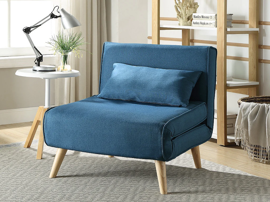 Fauteuil convertible POSIO en tissu - Bleu