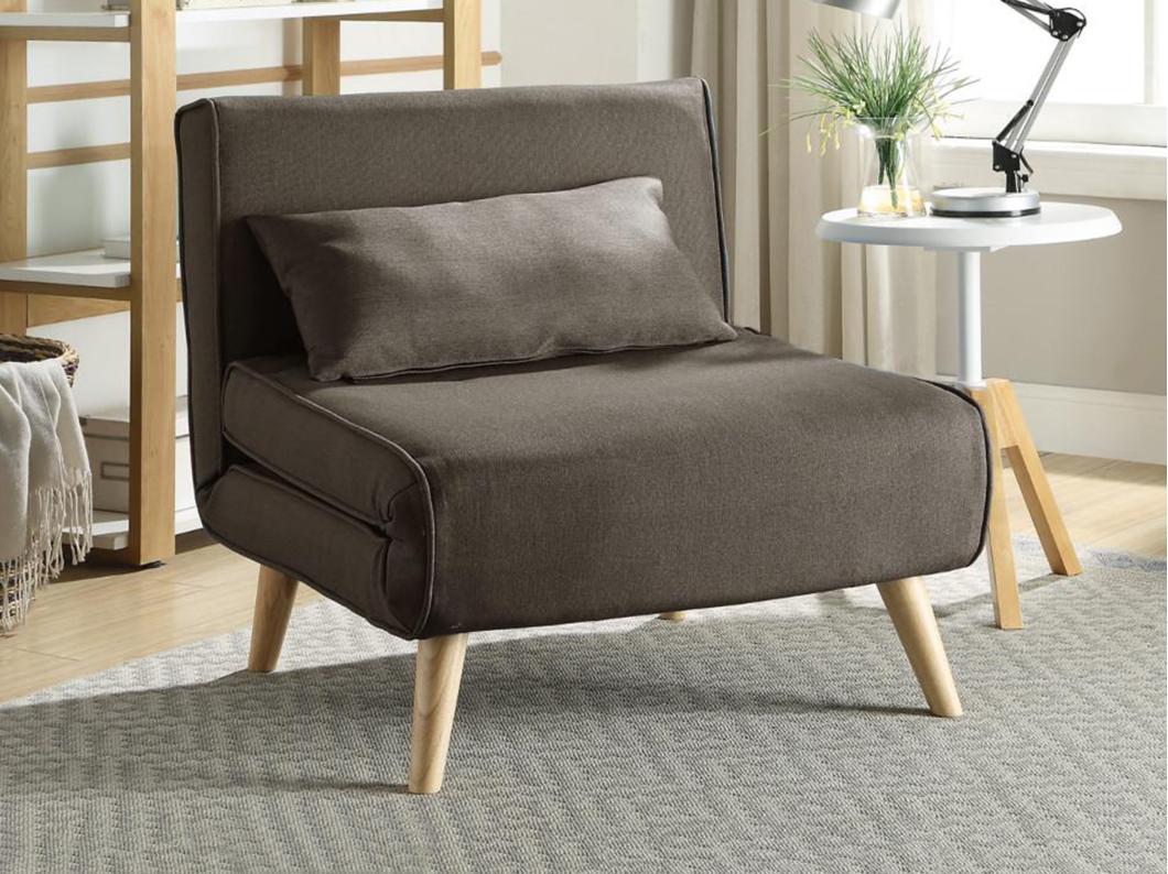 Sillón cama POSIO de tela - Marrón topo