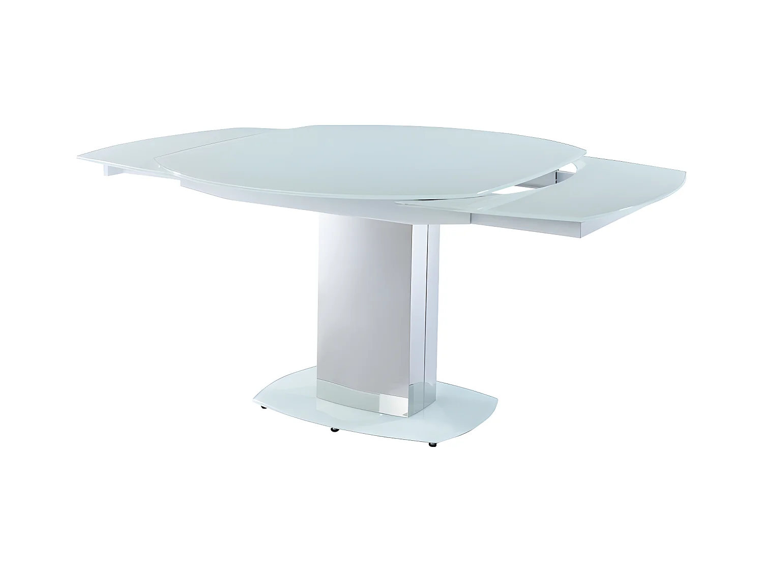 Table à manger extensible TALICIA - Verre trempé & métal - 6 à 8 personnes - Coloris Blanc