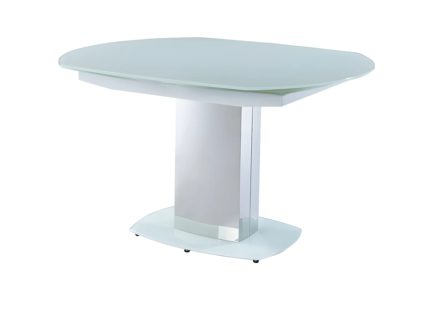 Table à manger extensible TALICIA - Verre trempé & métal - 6 à 8 personnes - Coloris Blanc