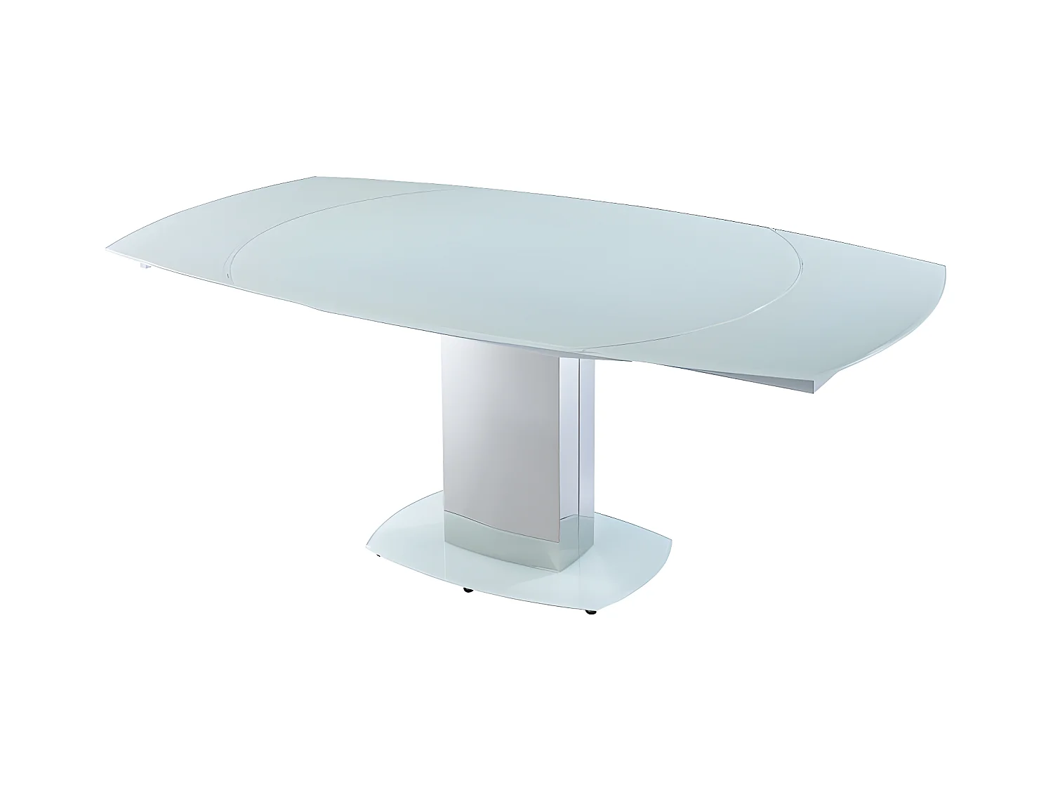 Table à manger extensible TALICIA - Verre trempé & métal - 6 à 8 personnes - Coloris Blanc