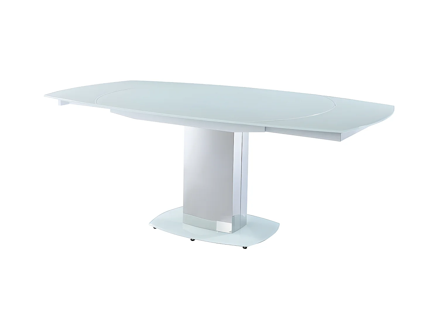Table à manger extensible TALICIA - Verre trempé & métal - 6 à 8 personnes - Coloris Blanc