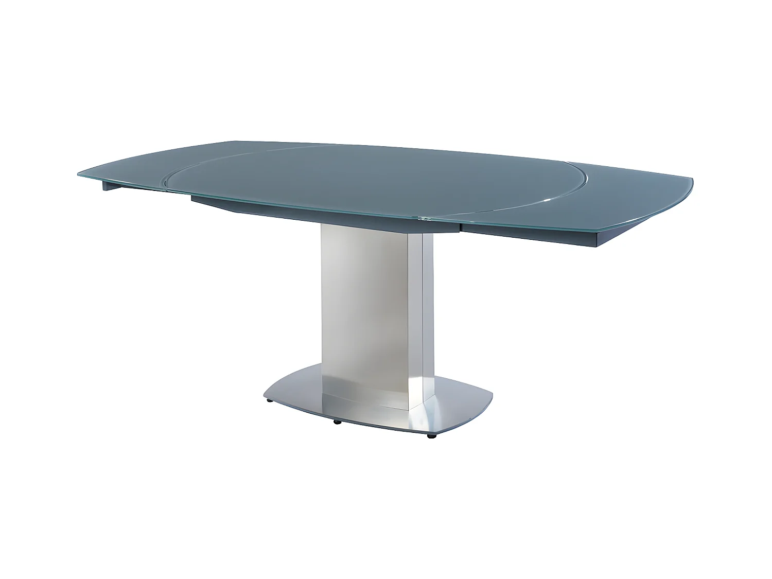 Table à manger extensible TALICIA - Verre trempé & métal - 6 à 8 personnes - Coloris Gris
