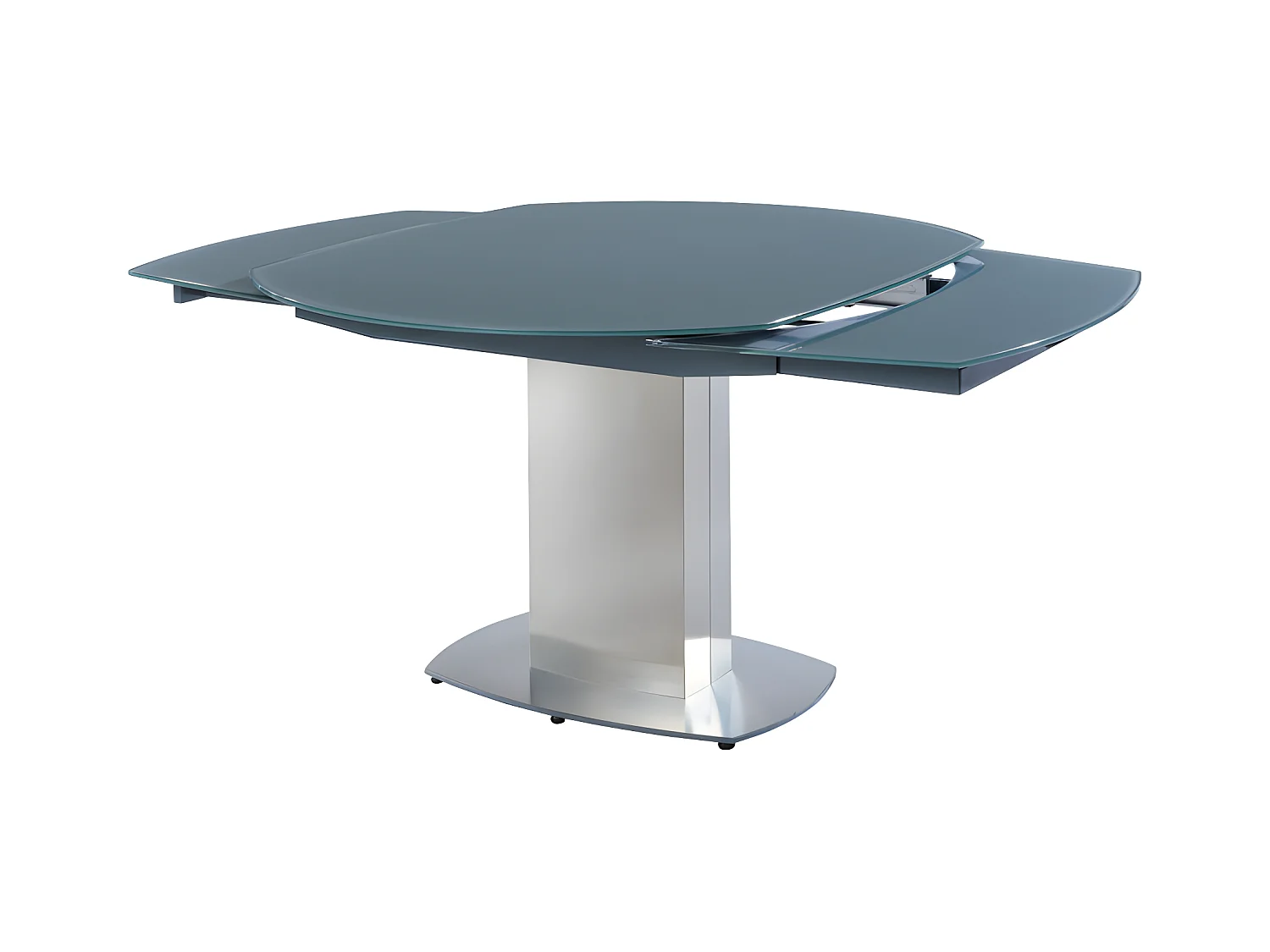 Table à manger extensible TALICIA - Verre trempé & métal - 6 à 8 personnes - Coloris Gris