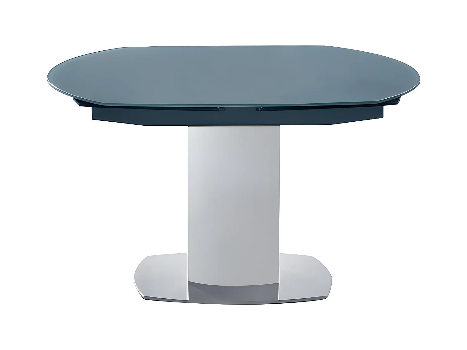 Table à manger extensible TALICIA - Verre trempé & métal - 6 à 8 personnes - Coloris Gris