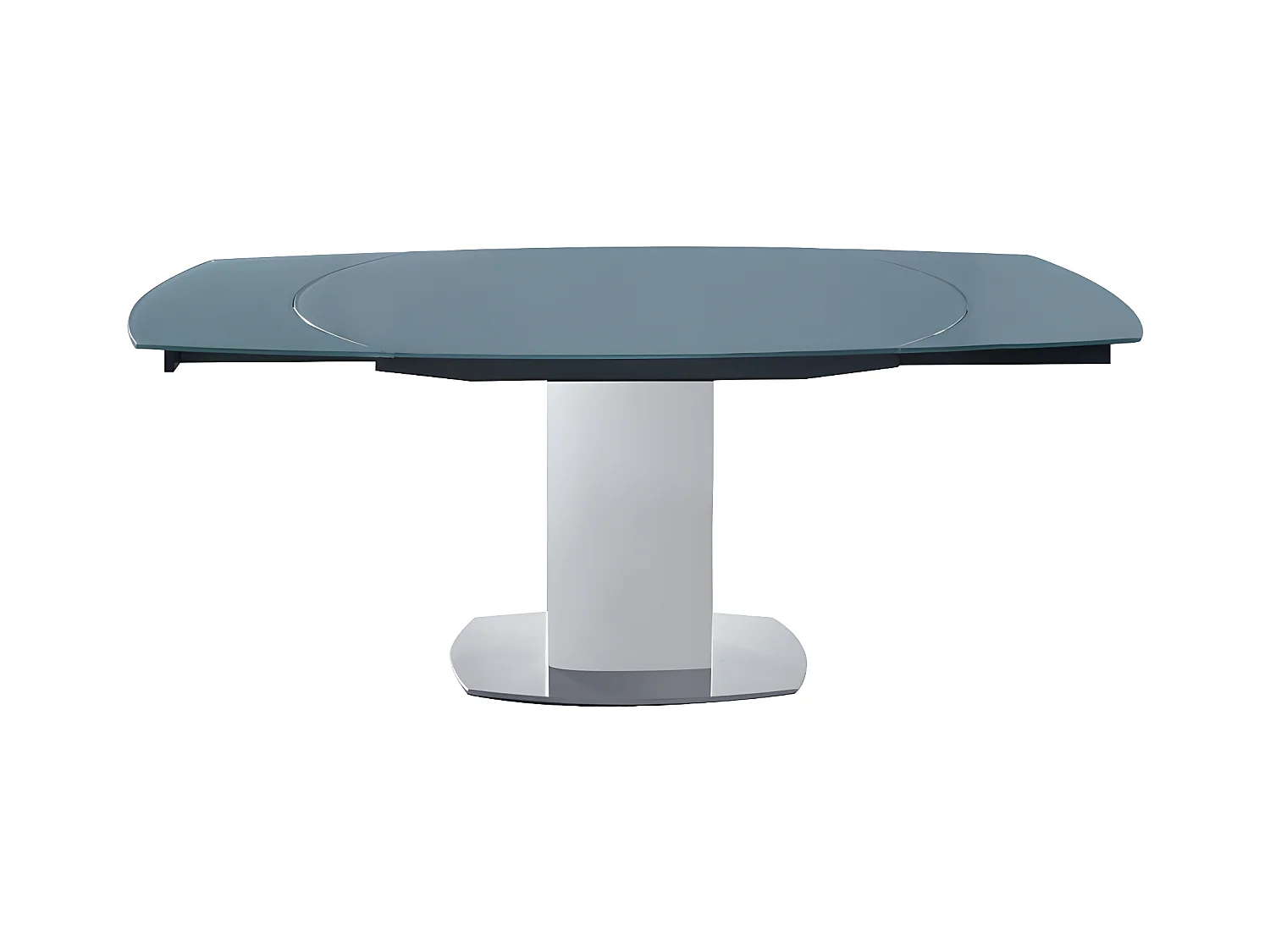 Table à manger extensible TALICIA - Verre trempé & métal - 6 à 8 personnes - Coloris Gris