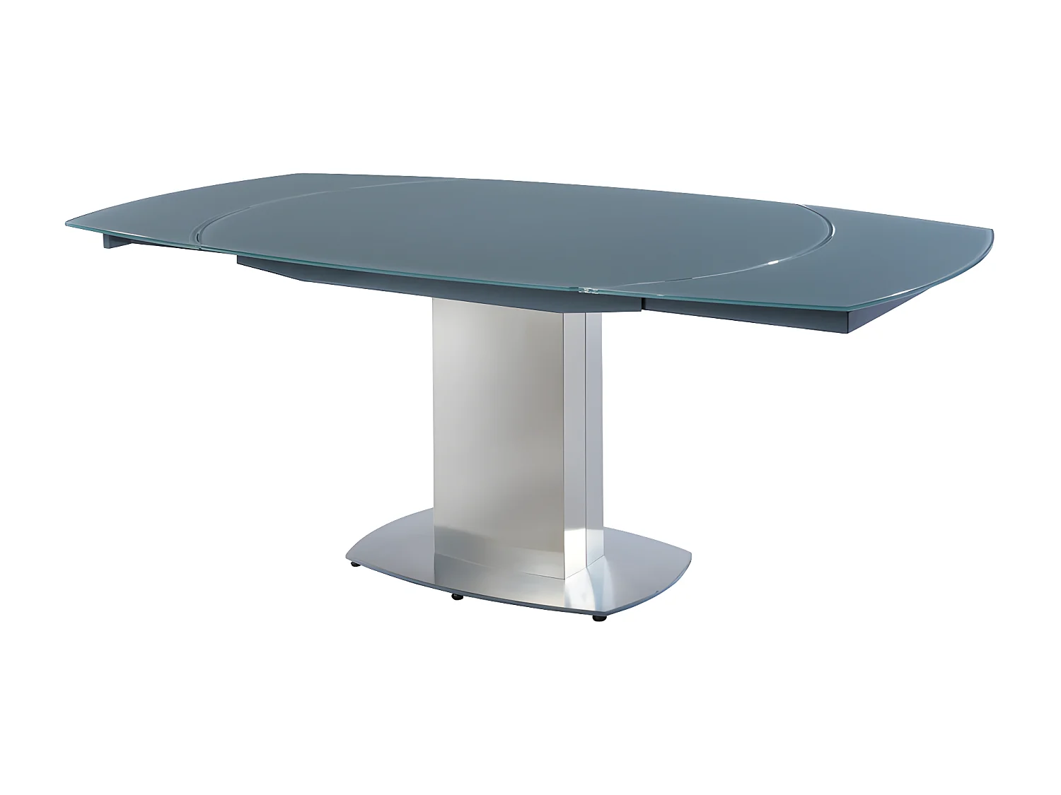 Mesa de jantar extensível TALICIA - Vidro temperado e metal - 6 a 8 lugares - Cinzento