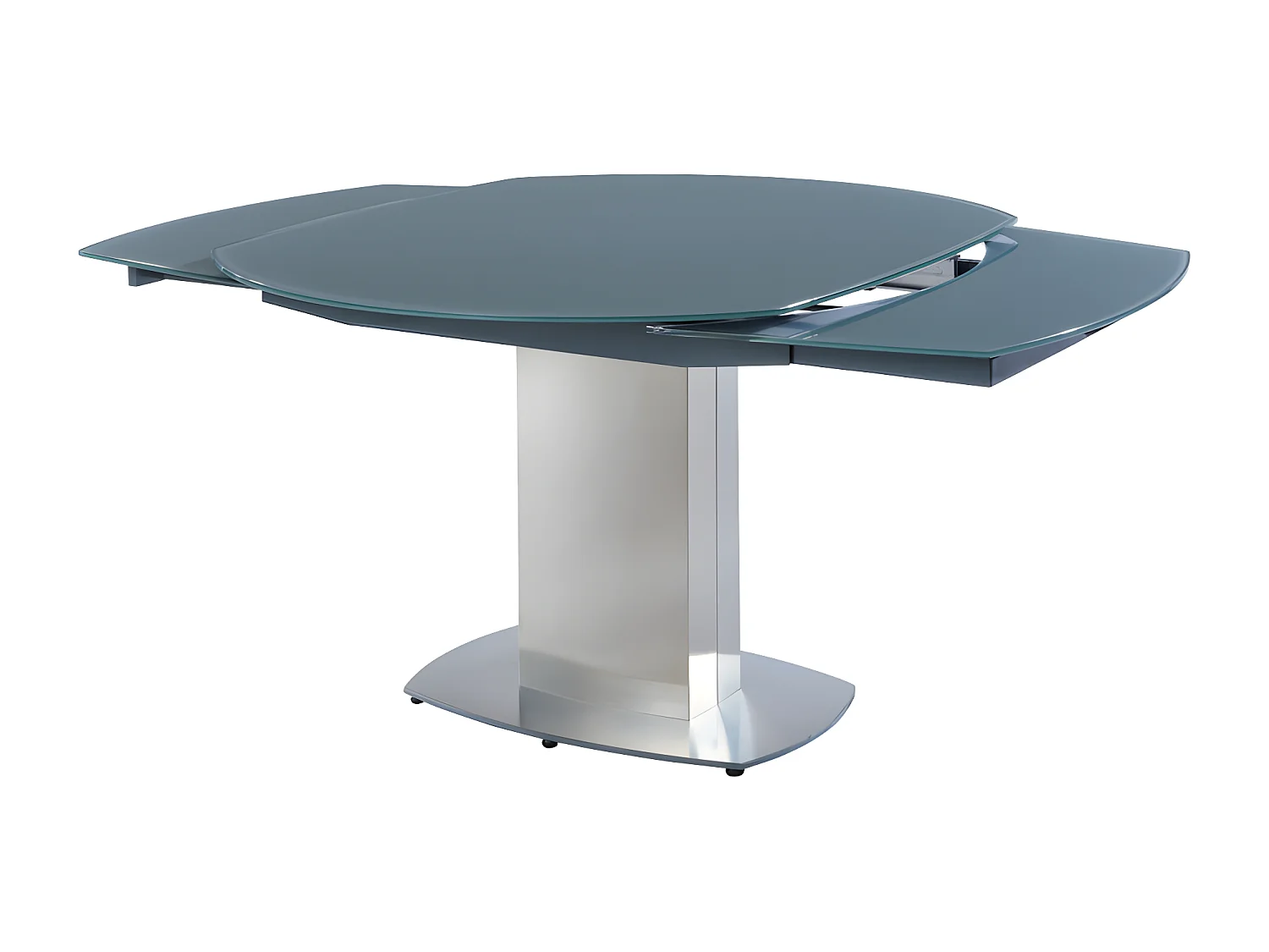 Mesa de jantar extensível TALICIA - Vidro temperado e metal - 6 a 8 lugares - Cinzento