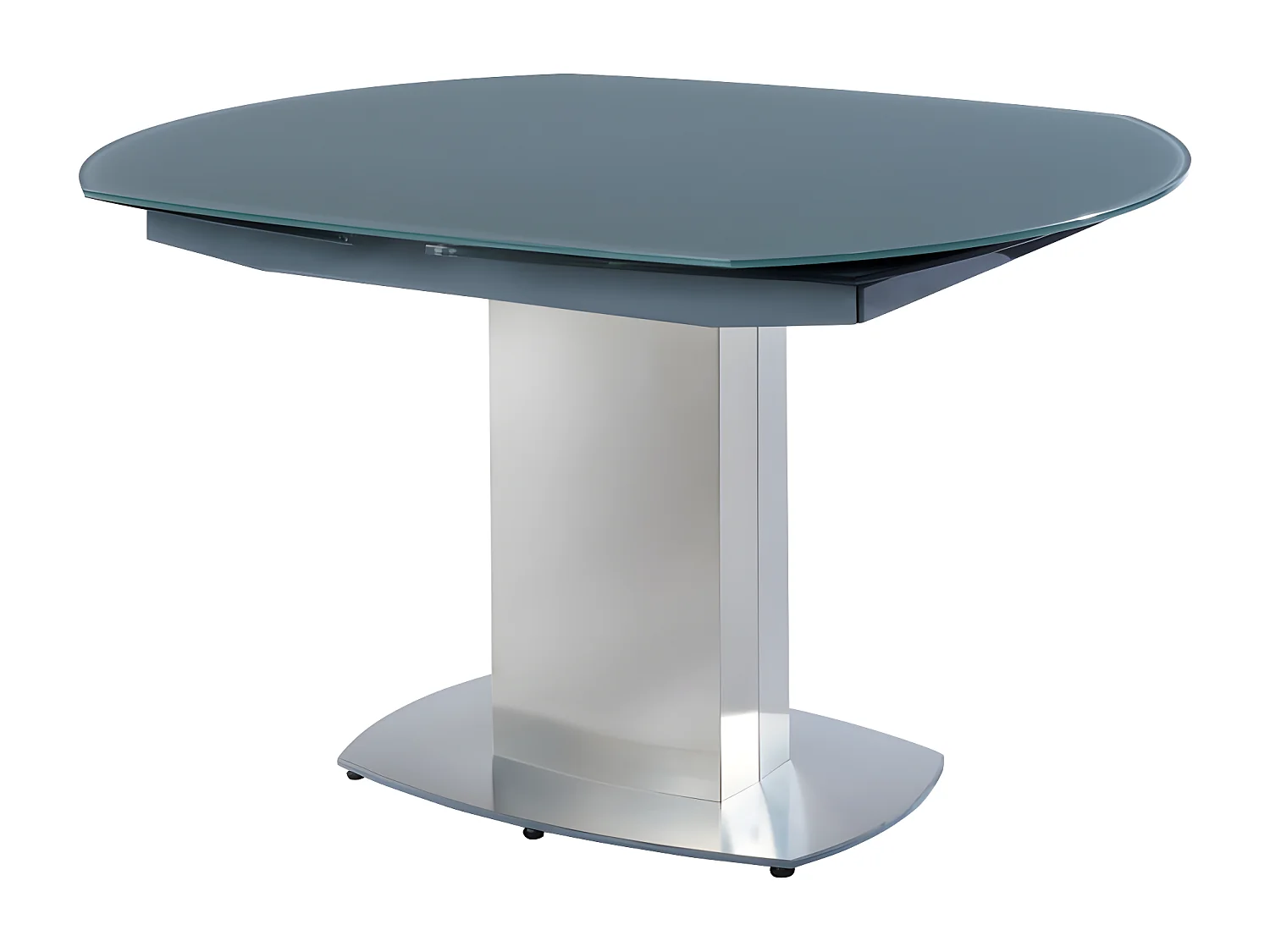 Mesa de jantar extensível TALICIA - Vidro temperado e metal - 6 a 8 lugares - Cinzento