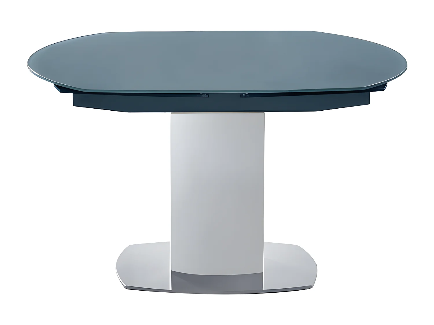 Mesa de jantar extensível TALICIA - Vidro temperado e metal - 6 a 8 lugares - Cinzento