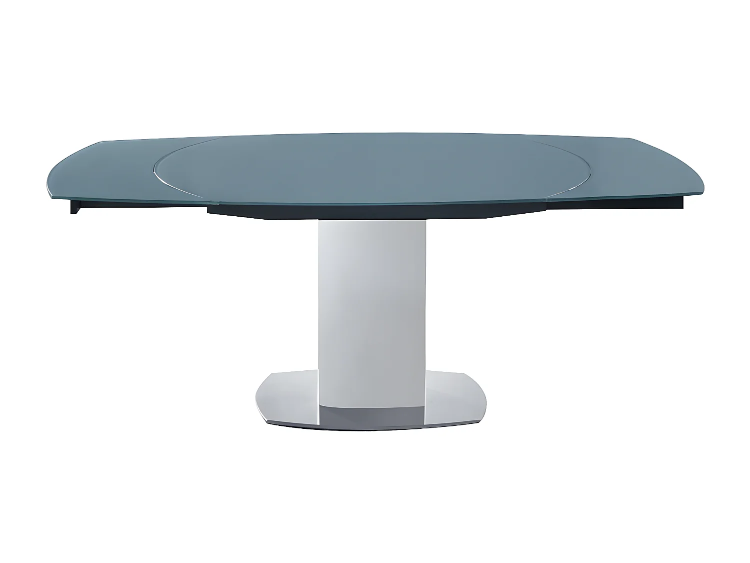 Mesa de jantar extensível TALICIA - Vidro temperado e metal - 6 a 8 lugares - Cinzento