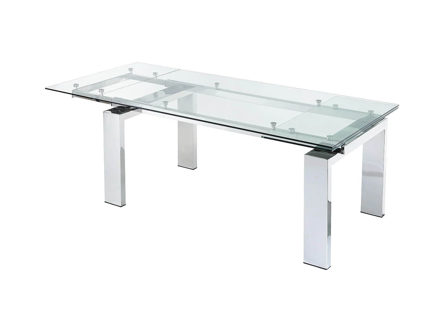 Table à manger extensible 8 à 10 personnes en verre trempé et métal - Transparent - LUBANA