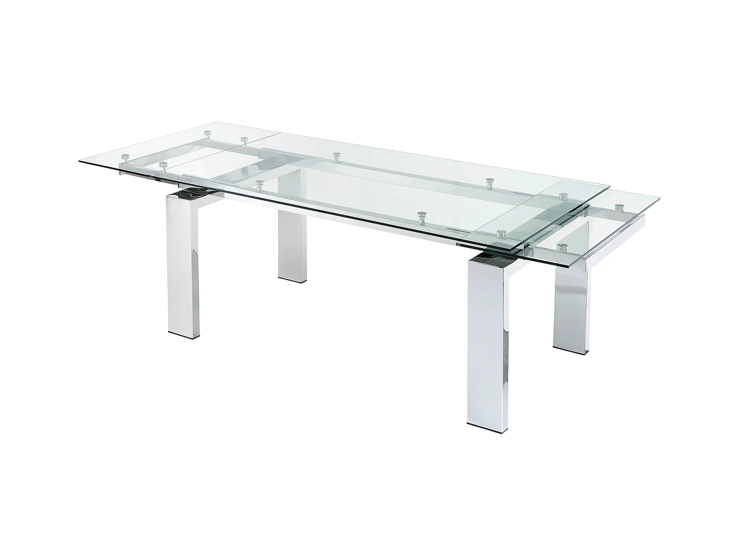 Table à manger extensible 8 à 10 personnes en verre trempé et métal - Transparent - LUBANA