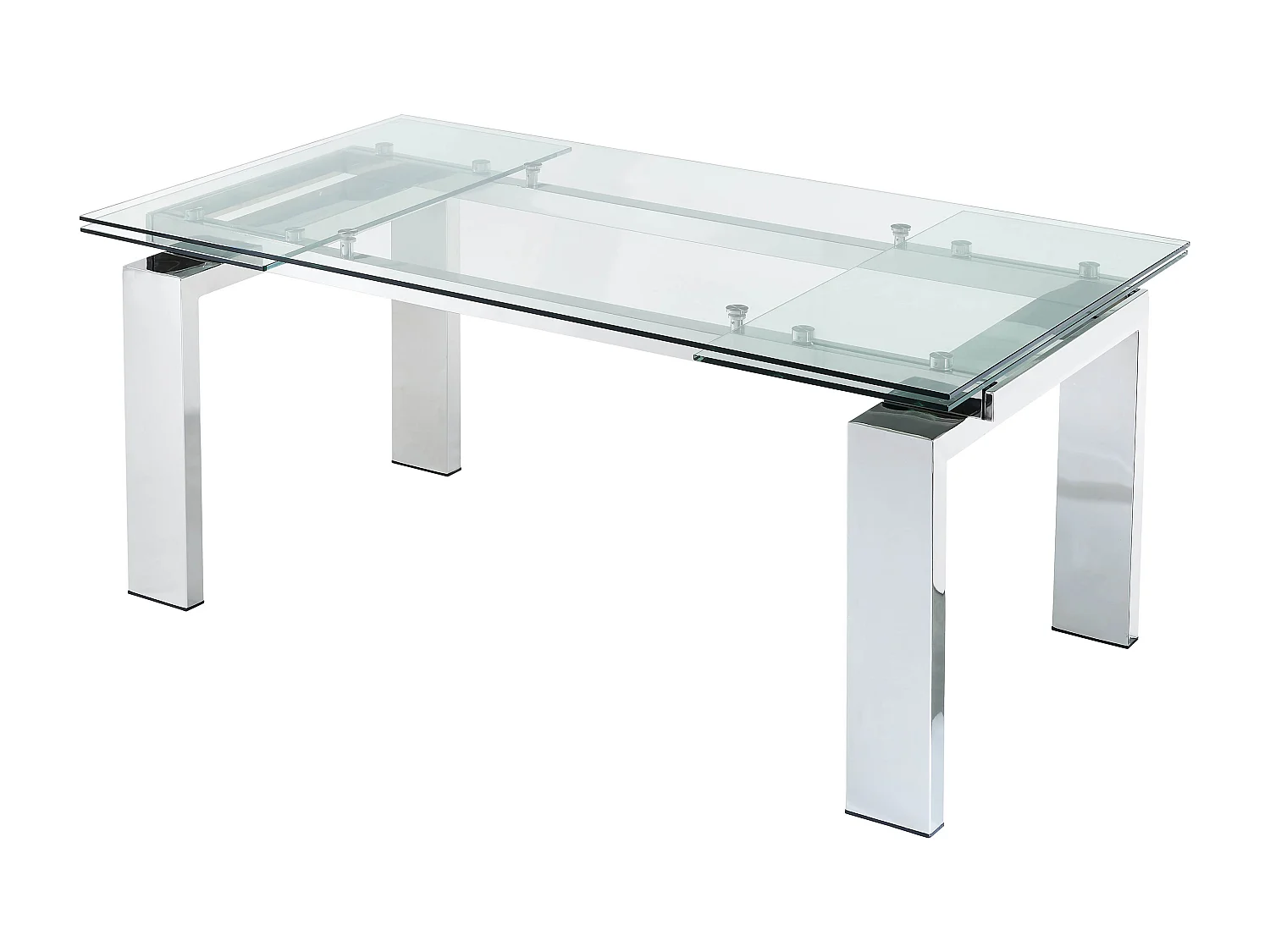 Table à manger extensible 8 à 10 personnes en verre trempé et métal - Transparent - LUBANA