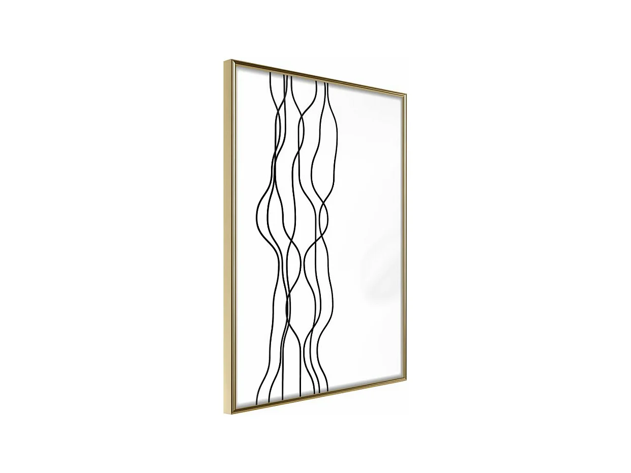 Affiche Murale Encadrée "Wavy Lines" 40 x 60 cm Or