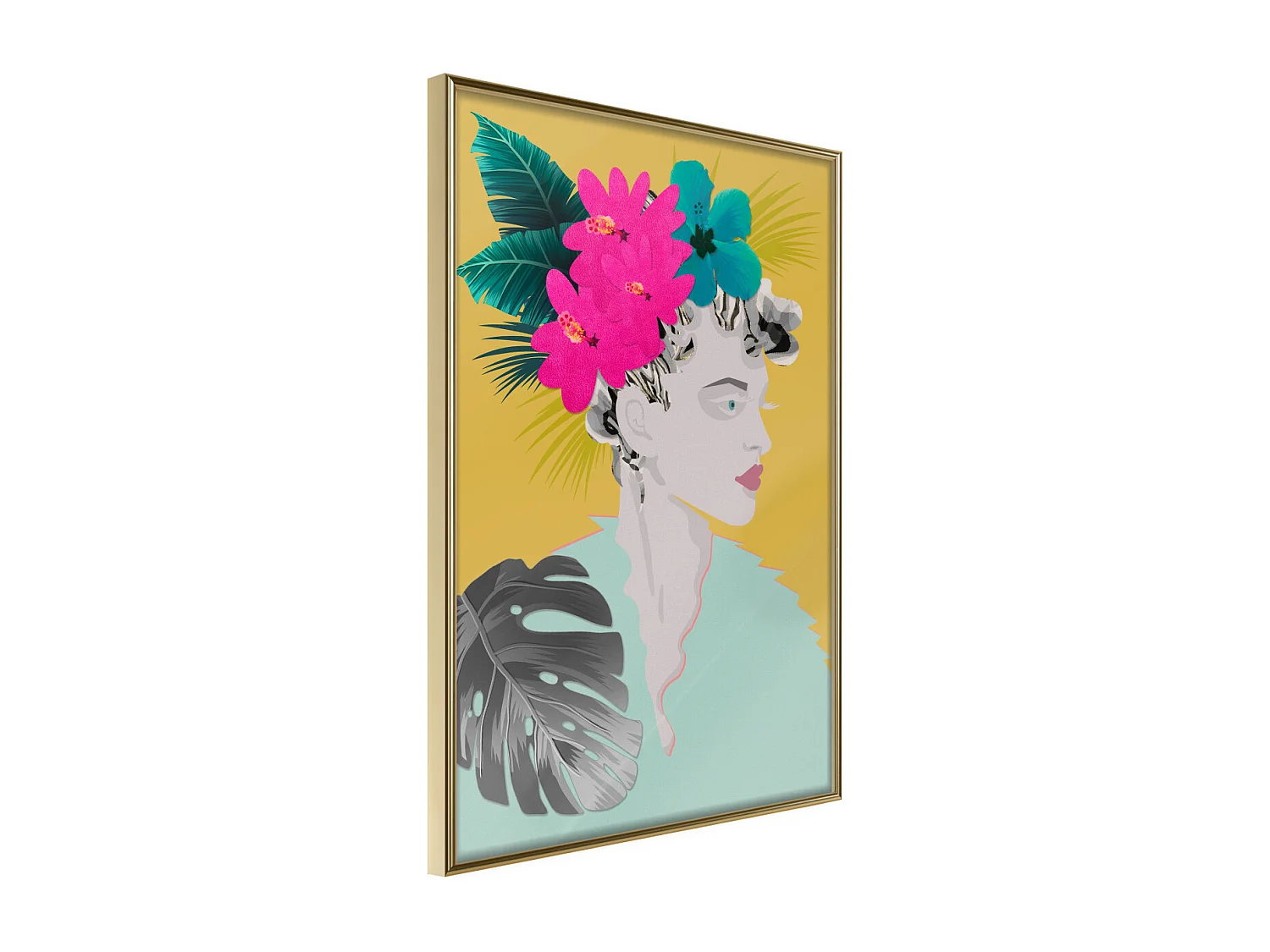Affiche Murale Encadrée "Crown of Flowers" 30 x 42 cm Or