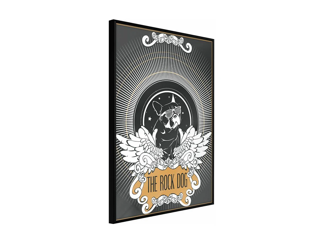 Affiche Murale Encadrée "Cool Bulldog" 30 x 42 cm Noir