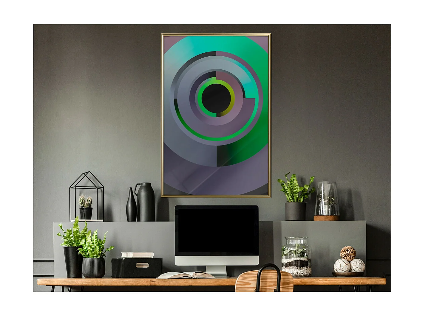 Affiche Murale Encadrée "Green Record" 40 x 60 cm Or