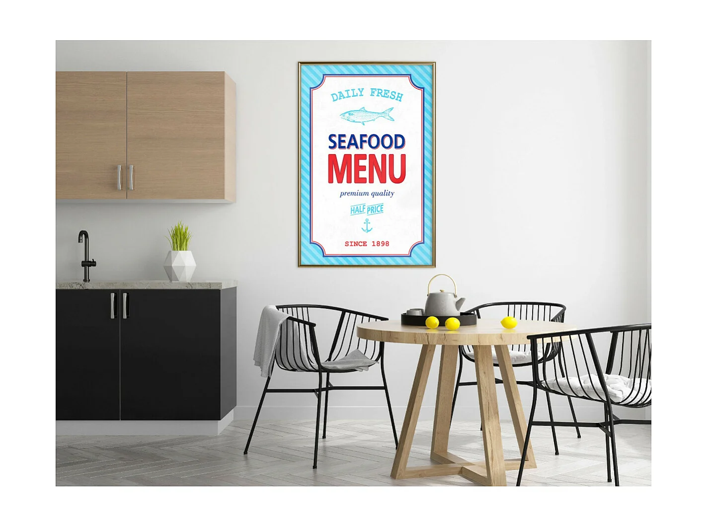 Affiche Murale Encadrée "Daily Fresh" 40 x 60 cm Or