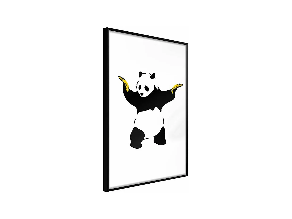 Affiche Murale Encadrée "Banksy Panda With Guns" 30 x 42 cm Noir
