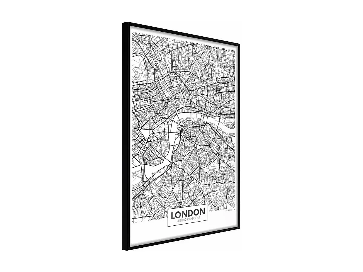 Affiche Murale Encadrée "City Map London" 21 x 30 cm Noir