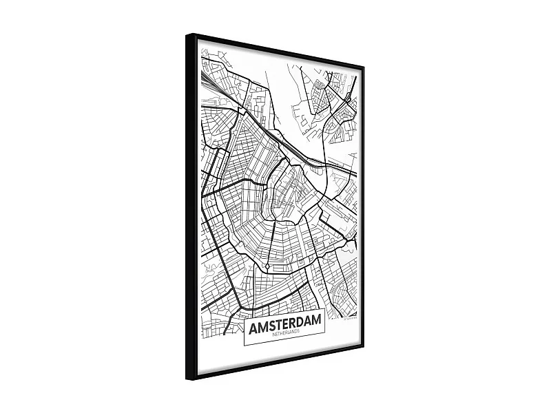 Affiche Murale Encadrée "City map Amsterdam" 30 x 42 cm Noir