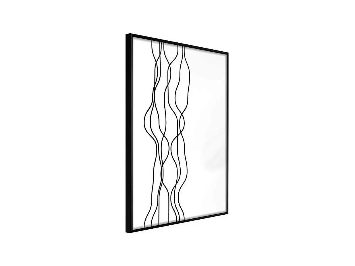 Affiche Murale Encadrée "Wavy Lines" 40 x 60 cm Noir
