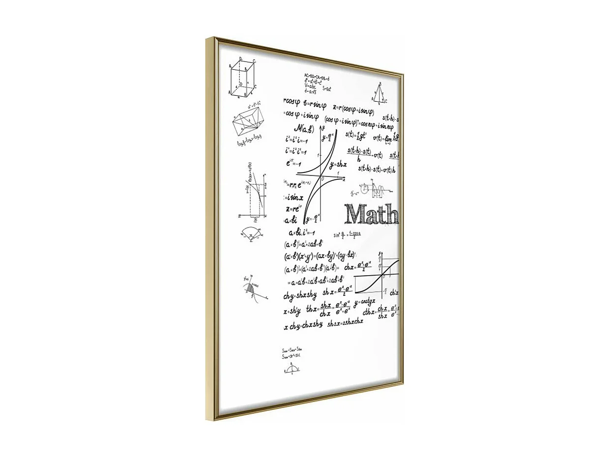 Affiche Murale Encadrée "Math Formulas" 21 x 30 cm Or