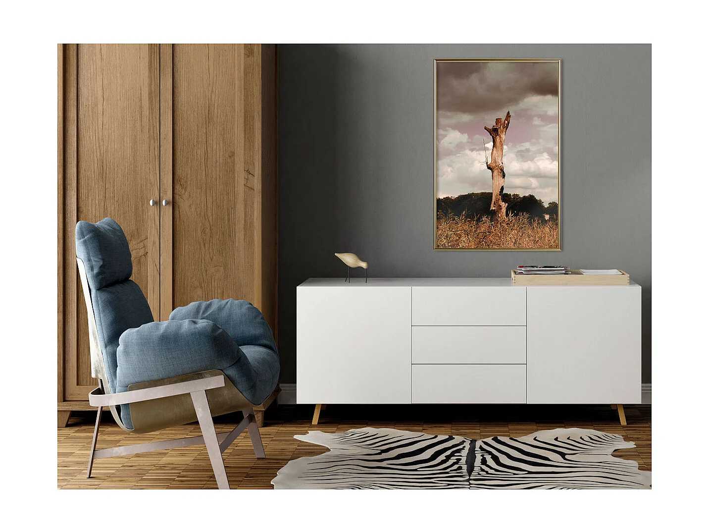 Affiche Murale Encadrée "Loneliness in Nature" 40 x 60 cm Or