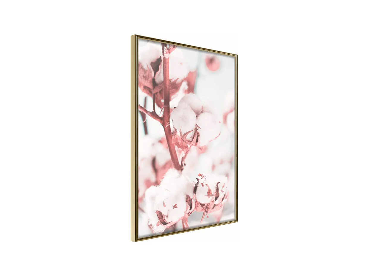 Affiche Murale Encadrée "Cotton Flowers" 40 x 60 cm Or