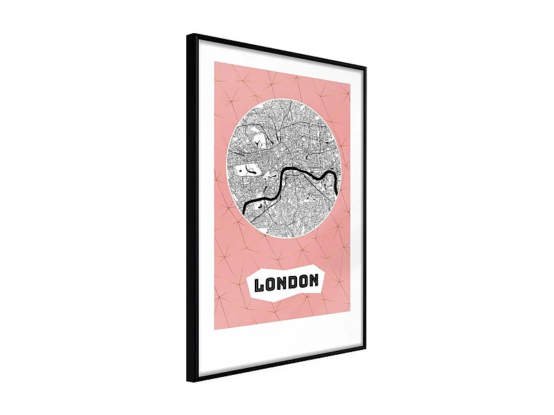 Affiche Murale Encadrée "City map London Pink" 40 x 60 cm Noir