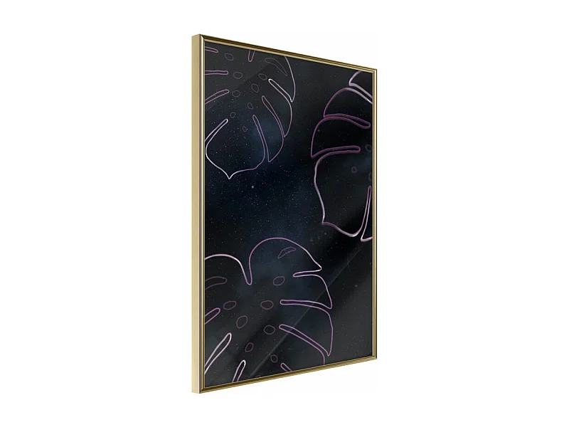 Affiche Murale Encadrée "Monstera Outline" 40 x 60 cm Or