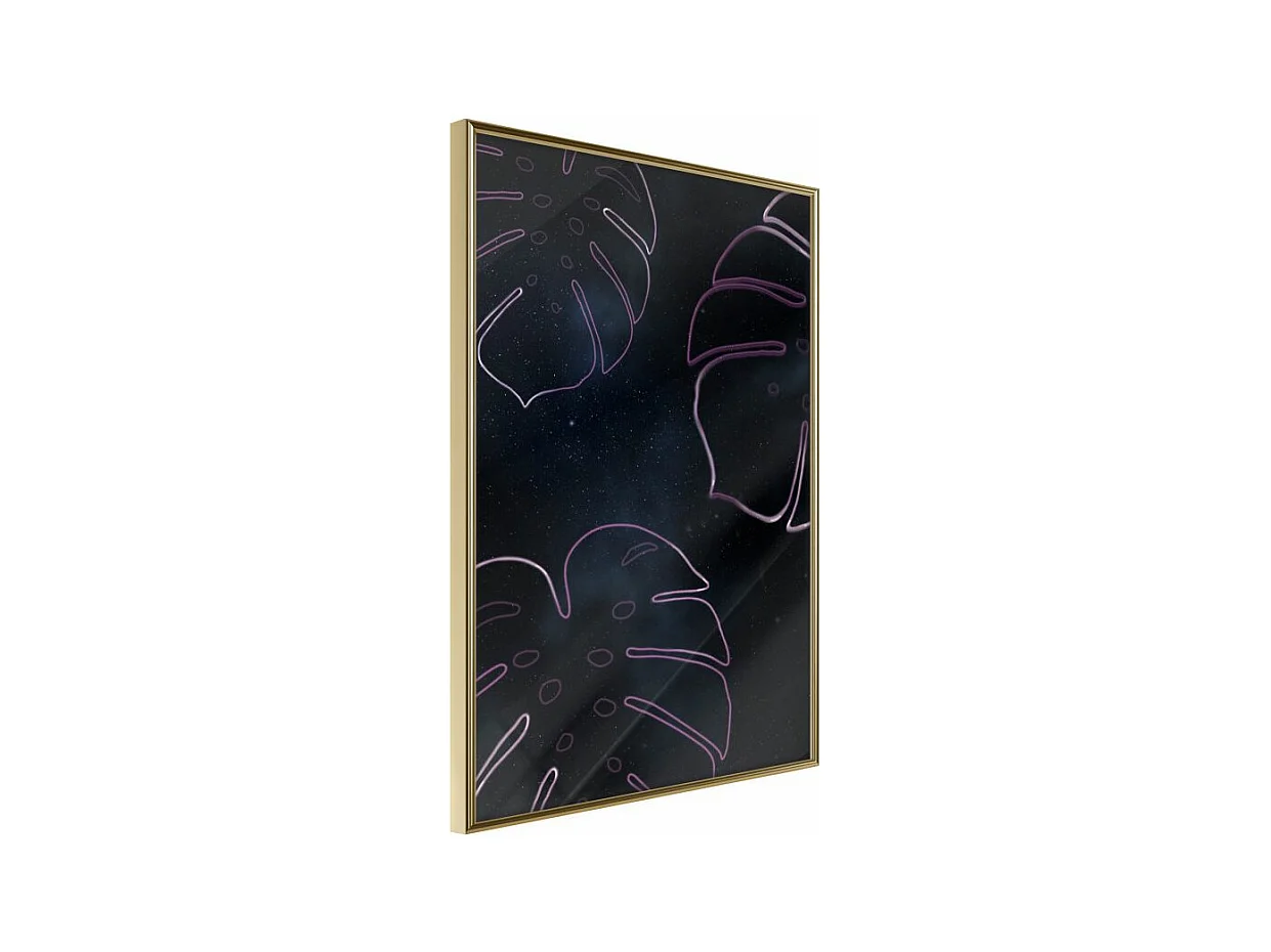 Affiche Murale Encadrée "Monstera Outline" 40 x 60 cm Or